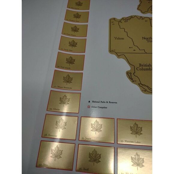 Canada Outdoors Travel Scratch Map All 48 National Parks Bonus 20x16in 52x41cm - Picture 5 of 10